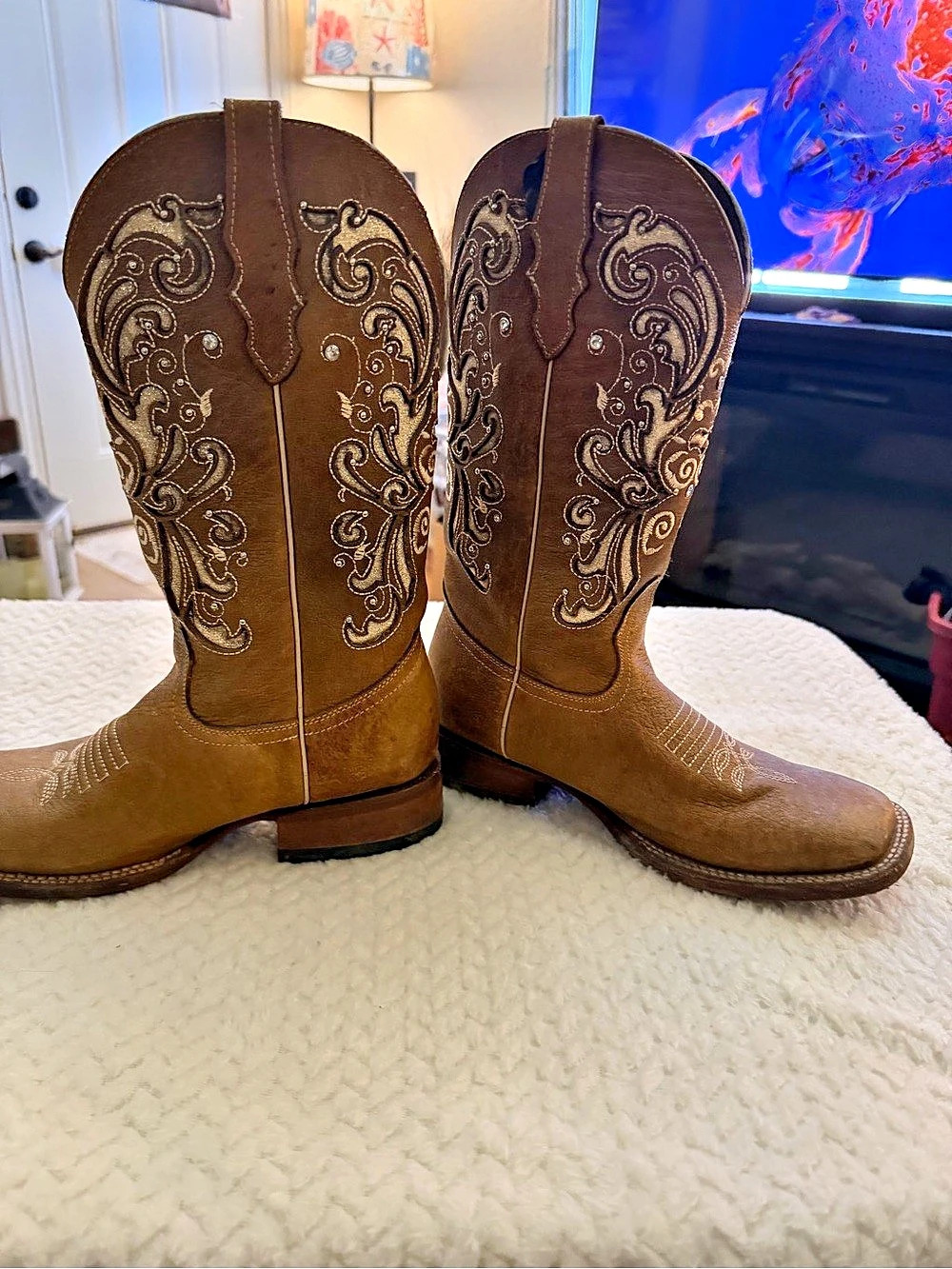 Agave Boots Embroidered Western Boots Brown US 7.5